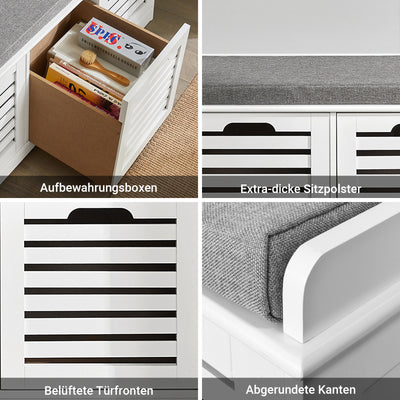 Vorverkauf | SoBuy | Schuhbank mit Sitzkissen | Schuhtruhe | Sitzkommode Weiß | FSR23-W