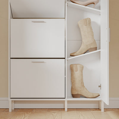 SoBuy | Schuhkipper | Schuhkipper schmal in Weiß | Weiß | 83×14×117.5 cm | FSR230-W