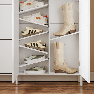 SoBuy | Schuhkipper | Schuhschrank Weiß mit Schuhkipper und 2 Türen | Weiß | FSR231-W
