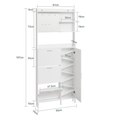 SoBuy | Schuhkipper | Schuhschrank schmal hoch weiß | Weiß | 83×14×197 cm | FSR232-W