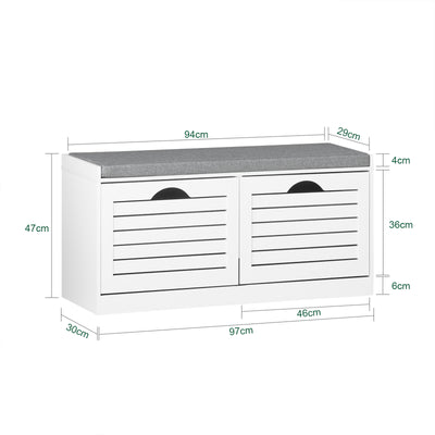 SoBuy | Schuhkipper | Schuhbank mit Schuhfach | Landhausstil Weiß | FSR62-II-W