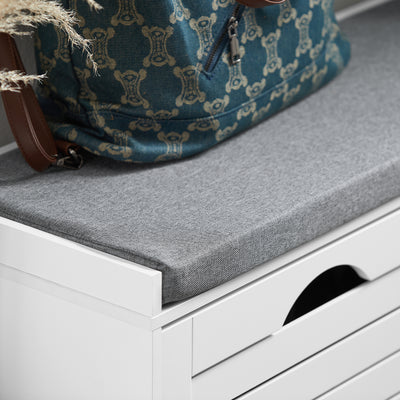 SoBuy | Schuhkipper | Schuhbank mit Schuhfach | Landhausstil Weiß | FSR62-II-W