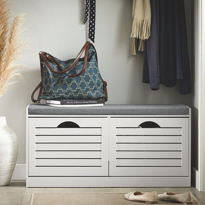 SoBuy | Schuhkipper | Schuhbank mit Schuhfach | Landhausstil Weiß | FSR62-II-W