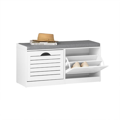 Sobuy | Tipper | Bench bot s kompartmentem bot | Country Style White | FSR62-W