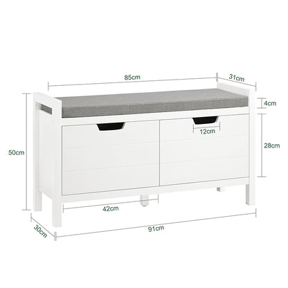 SoBuy | Sitzkommode | Sitzbank mit Sitzfläche | Schuhtruhe | Schuhschrank | Weiß | FSR63-II-W