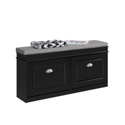 SoBuy | Schuhkipper | Schuhbank mit Schuhfach | Landhausstil Schwarz | FSR64-SCH