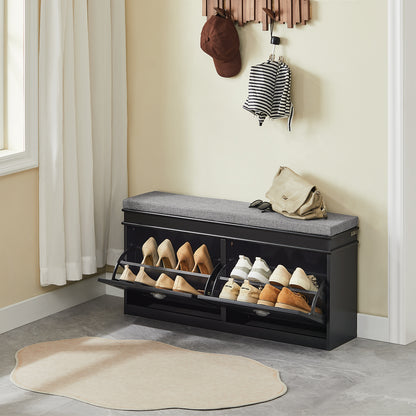 SoBuy | Schuhkipper | Schuhbank mit Schuhfach | Landhausstil Schwarz | FSR64-SCH
