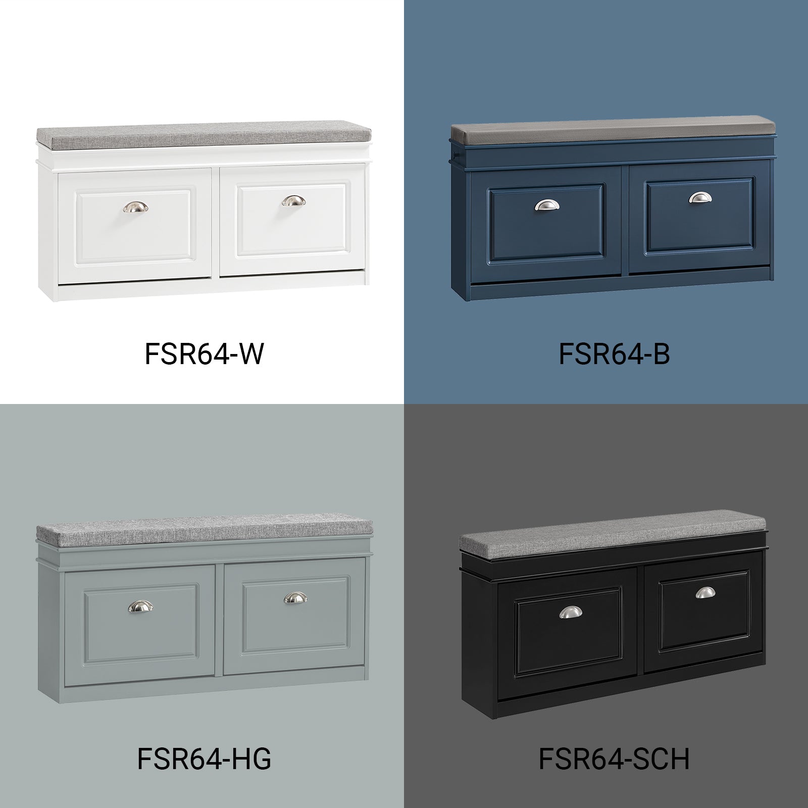 SoBuy | Schuhkipper | Schuhbank mit Schuhfach | Landhausstil Schwarz | FSR64-SCH