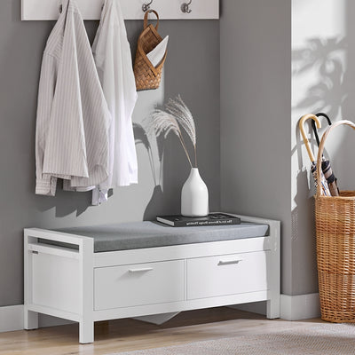 SoBuy | Sitzbank mit 2 Schubladen | Bettbank | Weiß | FSR74-W