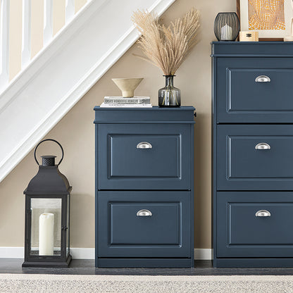 SoBuy | Schuhkipper | Schuhschrank mit 2 Klappen | Schuhkommode Blau | FSR78-B