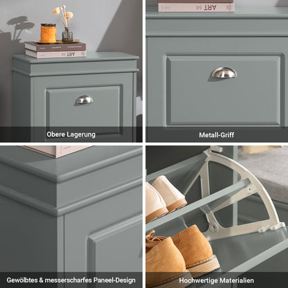 SoBuy | Schuhkipper | Schuhschrank mit 2 Klappen | Schuhkommode Hellgrau | FSR78-HG