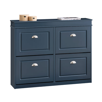 SoBuy | Schuhkipper | Schuhschrank mit 4 Klappen | Schuhkommode Blau | FSR79-B