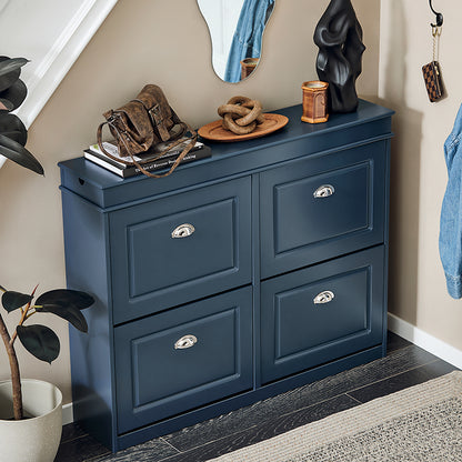 SoBuy | Schuhkipper | Schuhschrank mit 4 Klappen | Schuhkommode Blau | FSR79-B