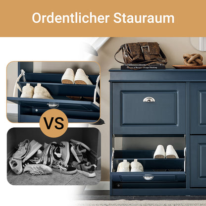 SoBuy | Schuhkipper | Schuhschrank mit 4 Klappen | Schuhkommode Blau | FSR79-B