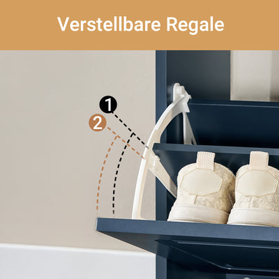 SoBuy | Schuhkipper | Schuhschrank mit 4 Klappen | Schuhkommode Blau | FSR79-B