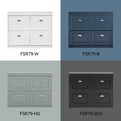 SoBuy | Schuhkipper | Schuhschrank mit 4 Klappen | Schuhkommode Schwarz | FSR79-SCH