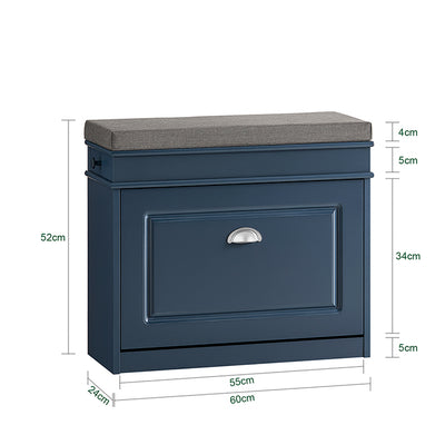 SoBuy | Schuhkipper | Schuhbank | Sitzbank | Schuhkommode | Schuhschrank Blau | FSR82-K-B