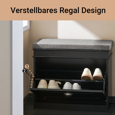 SoBuy | Schuhkipper | Schuhbank | Sitzbank | Schuhkommode | Schuhschrank Schwarz | FSR82-K-SCH