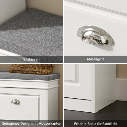 SoBuy | Schuhkipper | Schuhbank mit Klappe | Schuhschrank Weiß | FSR82