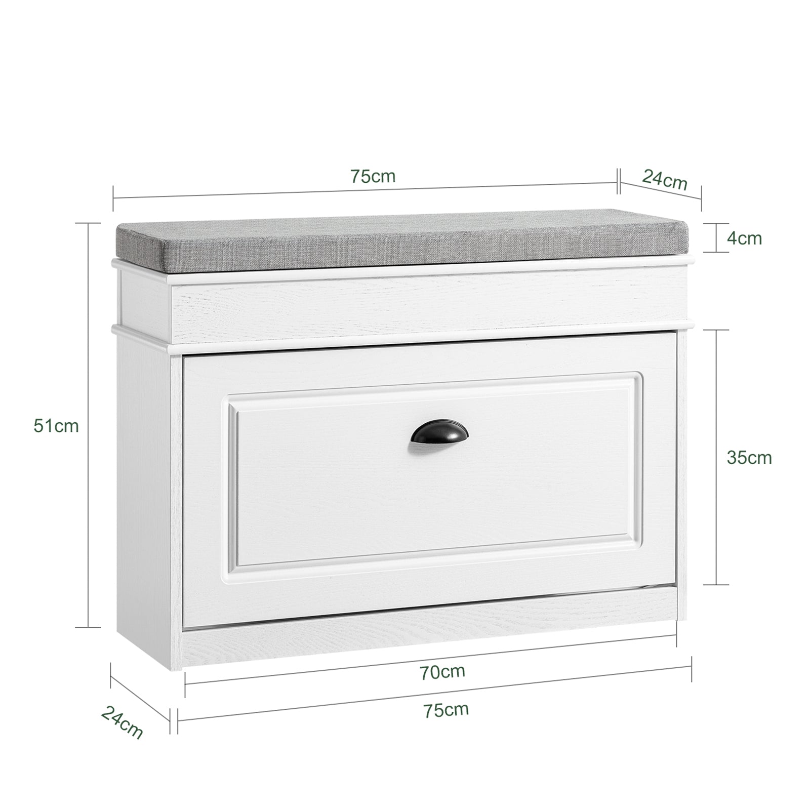 SoBuy | Schuhkipper | Schuhbank mit Klappe | Schuhschrank | Weiß Vintage | FSR82-L-WG