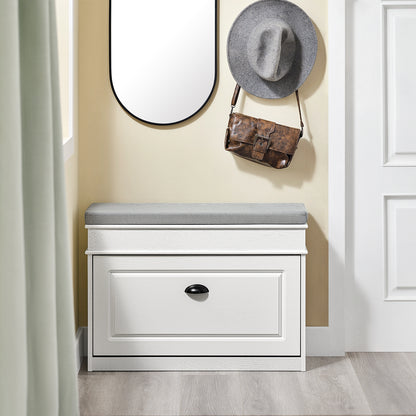 SoBuy | Schuhkipper | Schuhbank mit Klappe | Schuhschrank | Weiß Vintage | FSR82-L-WG