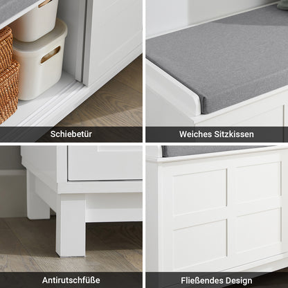 SoBuy | Sitzkommode | Sitzbank mit Stauraum | Schuhbank | Weiß | FSR86-W