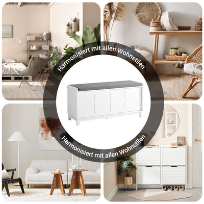 SoBuy | Sitzkommode | Sitzbank mit Stauraum | Schuhbank | Weiß | FSR86-W