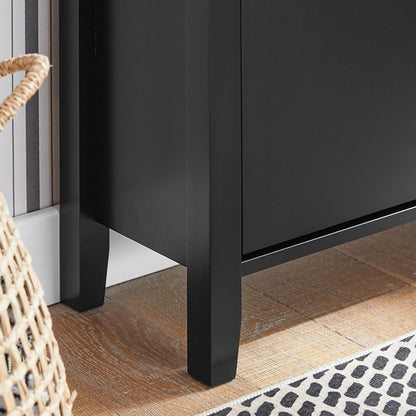 SoBuy | Schuhkipper | Schuhschrank mit 2 Klappen | Schuhregal mit Schublade | Schwarz | FSR89-SCH