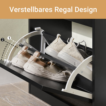 SoBuy | Schuhkipper | Schuhschrank mit 3 Klappen | Schuhkommode Schwarz | FSR94-SCH