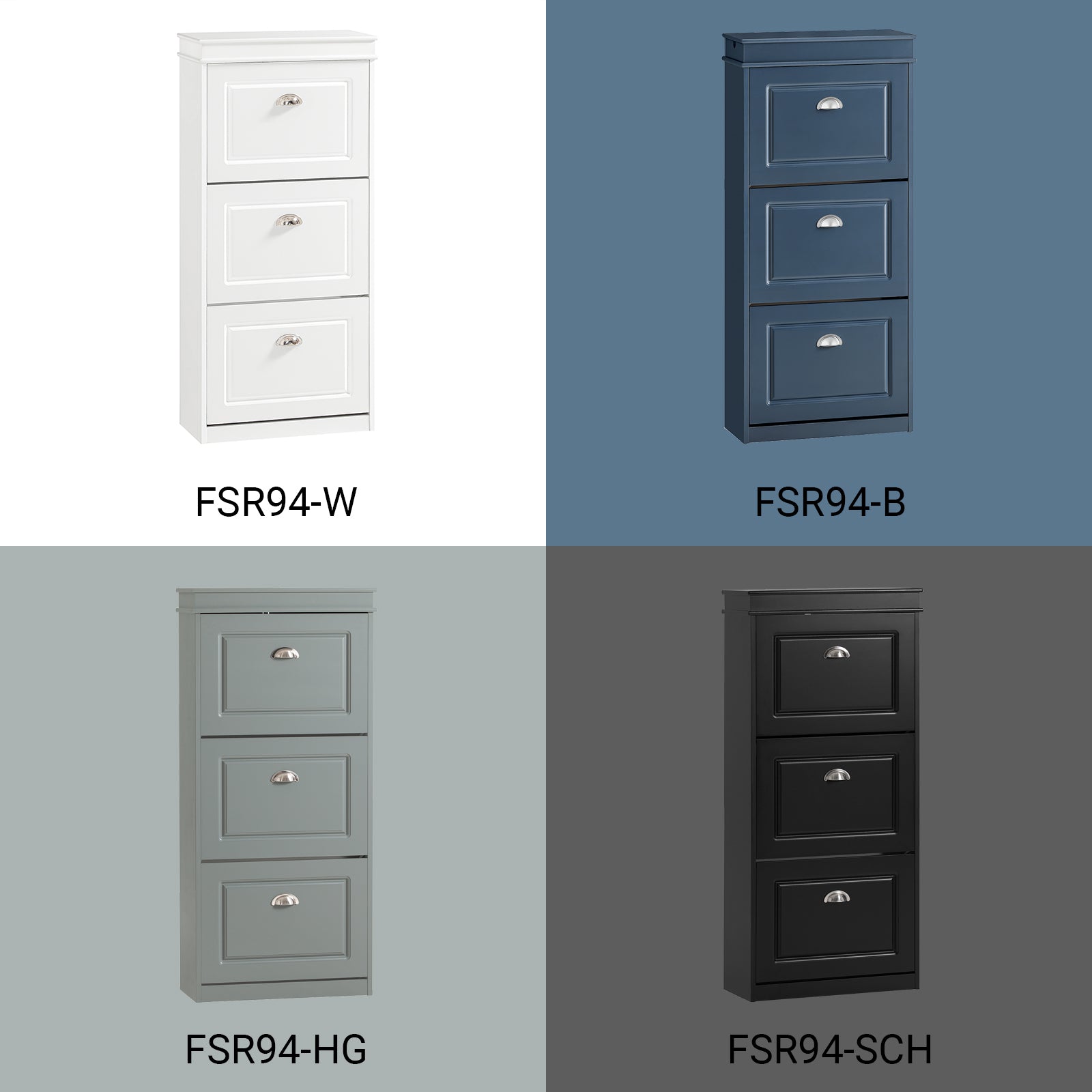 SoBuy | Schuhkipper | Schuhschrank mit 3 Klappen | Schuhkommode Schwarz | FSR94-SCH