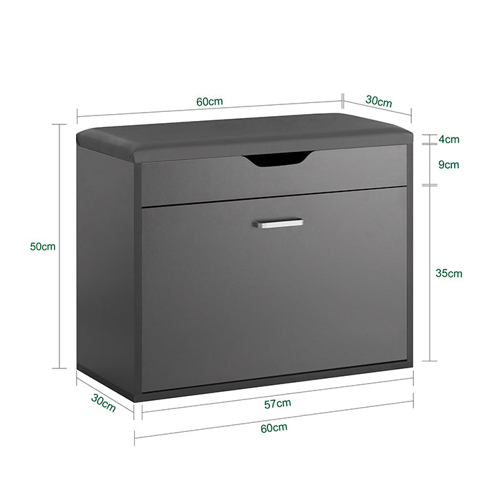 SoBuy | Schuhkipper mit 1 Klappe | Schuhbank mit Sitzkissen | Sitzkommode | Grau | FSR95-HG