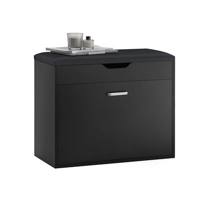 SoBuy | Schuhkipper mit 1 Klappe | Schuhbank mit Sitzkissen | Sitzkommode | Schwarz | FSR95-SCH