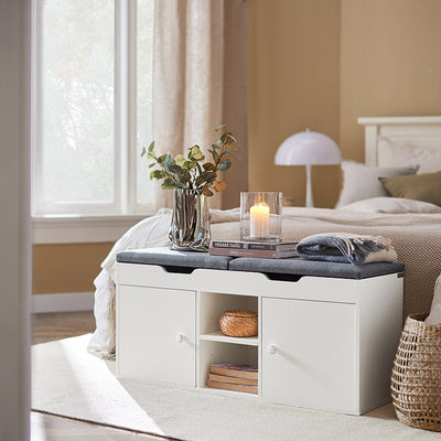 SoBuy | Garderobenbank | Bettbank | Schuhbank Weiß | FSR96-W