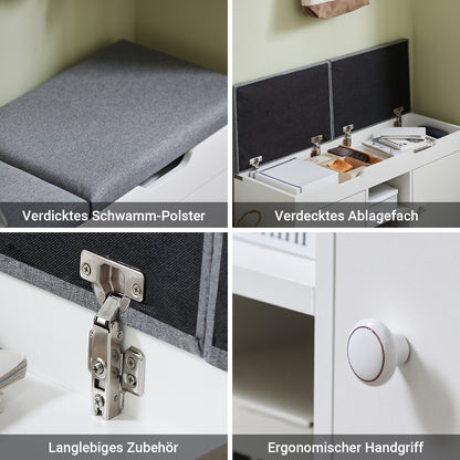 SoBuy | Garderobenbank | Bettbank | Schuhbank Weiß | FSR96-W