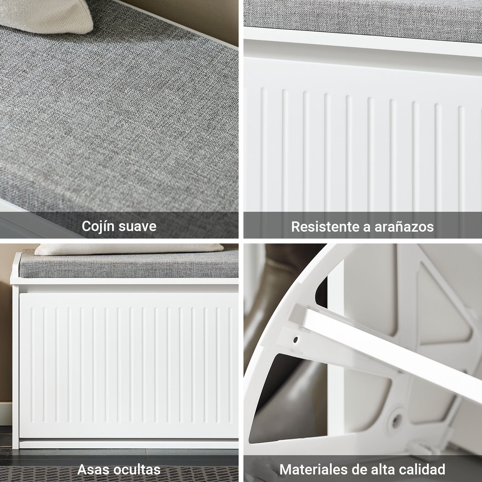 SoBuy | Schuhkipper | Schuhbank mit Schuhfach | Sitzbank Weiß | FSR98-L-W