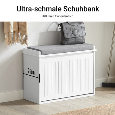 SoBuy | Schuhkipper | Schuhbank mit Schuhfach | Sitzbank | Weiß | FSR98-W