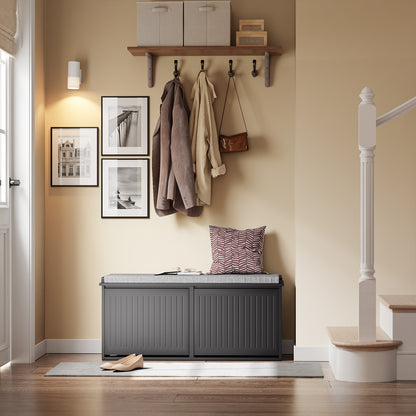 SoBuy | Schuhkipper | Schuhschrank mit 2 Klappen | Schuhbank mit Sitzkissen | Schwarz | FSR98-XL-SCH