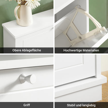 SoBuy | Schuhkipper | Schuhschrank mit 2 Klappen | Schuhkommode Weiß | FSR99-W