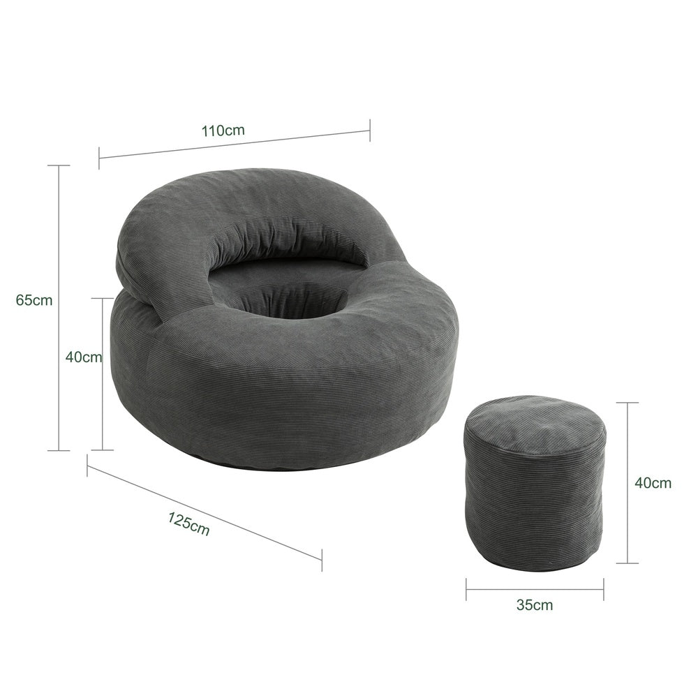 SoBuy | Sofa | Sessel mit Hocker | Dark Gray | 110×125×65 cm | FST100-DG