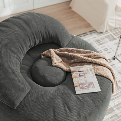 SoBuy | Sofa | Sessel mit Hocker | Dark Gray | 110×125×65 cm | FST100-DG