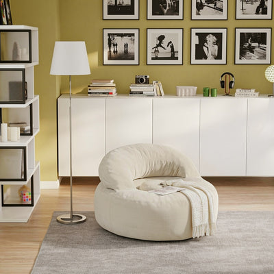 SoBuy | Sofa | Sessel mit Hocker Loungesessel mit Liegefunktion | Cream White | FST100-MI