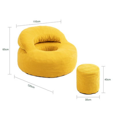 SoBuy | Sofa | Skandinavischer Sessel in Gelb mit Fußhocker | Yellow | 110×125×65 cm | FST100-Y