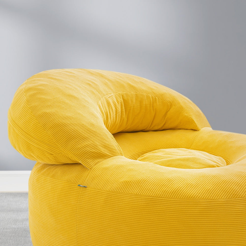 SoBuy | Sofa | Skandinavischer Sessel in Gelb mit Fußhocker | Yellow | 110×125×65 cm | FST100-Y