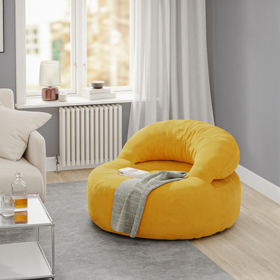SoBuy | Sofa | Skandinavischer Sessel in Gelb mit Fußhocker | Yellow | 110×125×65 cm | FST100-Y