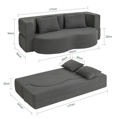 SoBuy | Schlafsofa | Schlafsofa & Schlafcouch in Dunkelgrau mit 2 Kissen | Dunkelgrau | FST101-DG