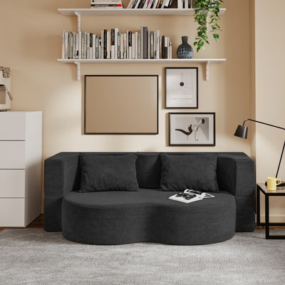 SoBuy | Schlafsofa | Schlafsofa klein mit Federkern & 2 Kissen | Schwarz | FST101-SCH