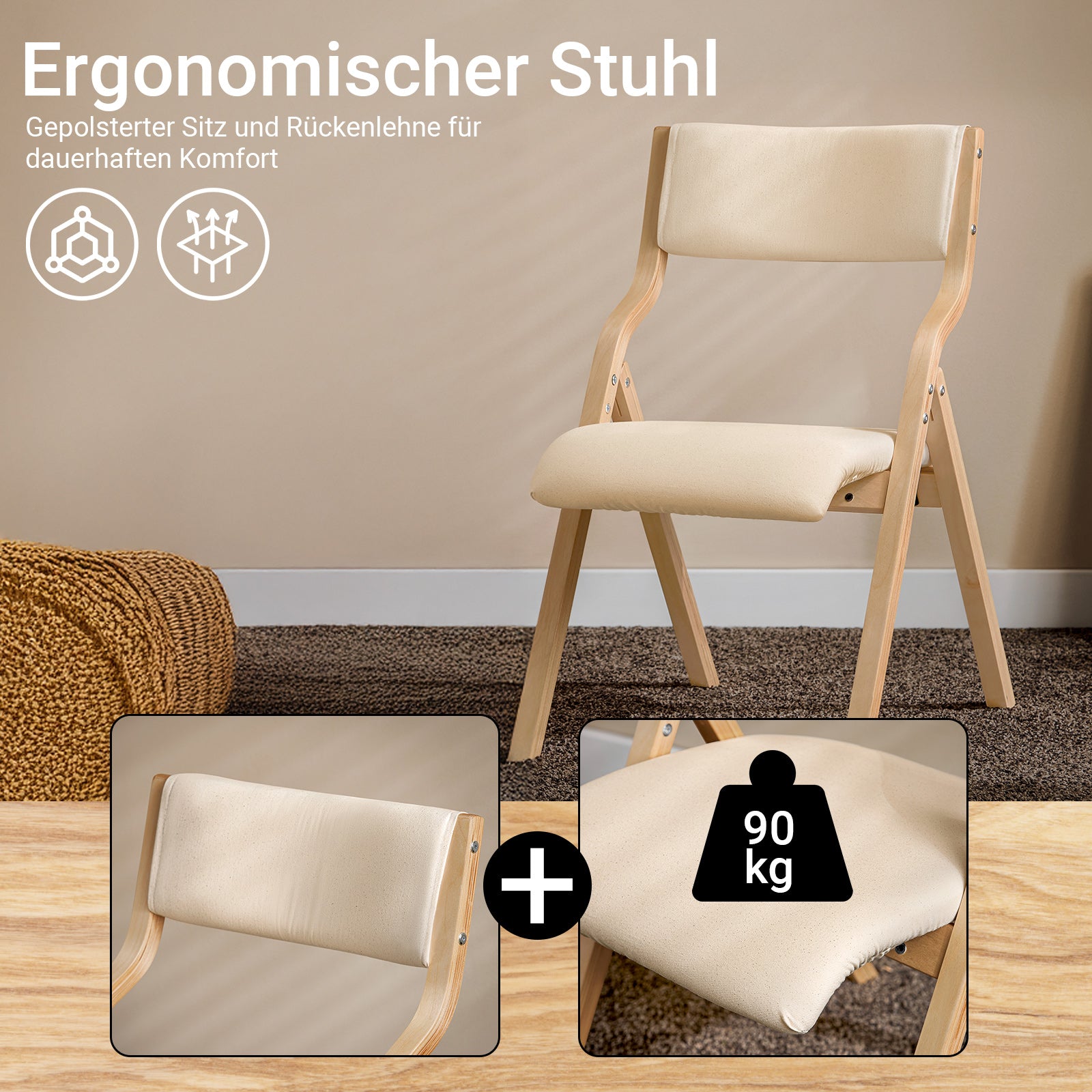 SoBuy | Klappstuhl | Küchenstuh l Schreibtischstuhl Kinder | Weiß | FST40-W