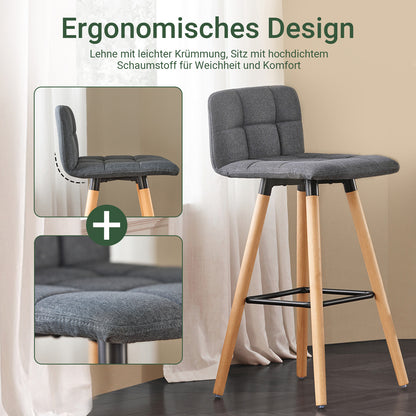 SoBuy | Barhocker 2er set | Tresenhocker | Sitzhöhe 68cm | Dunkelgrau | FST50-DGx2