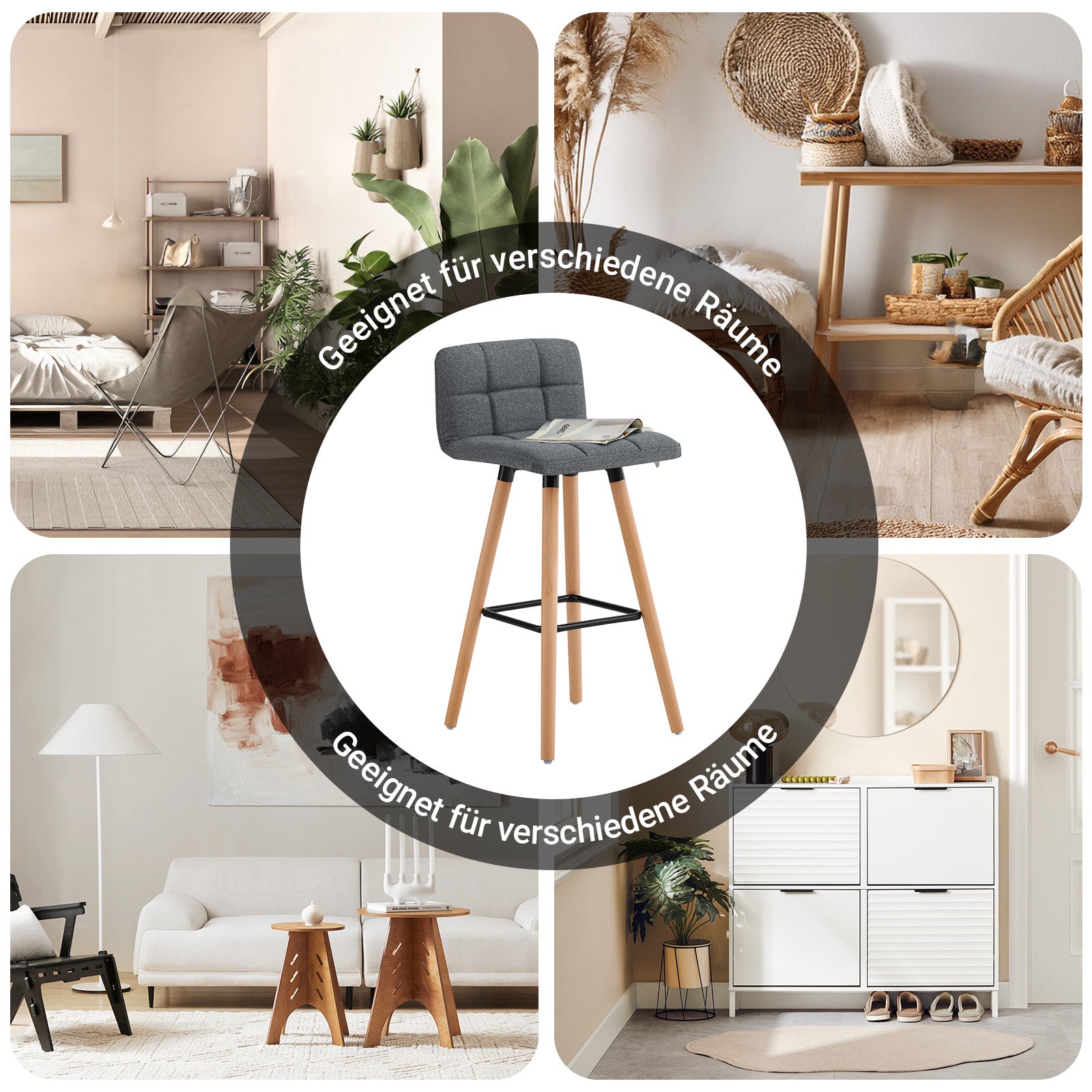 SoBuy | Barhocker 2er set | Tresenhocker | Sitzhöhe 68cm | Dunkelgrau | FST50-DGx2