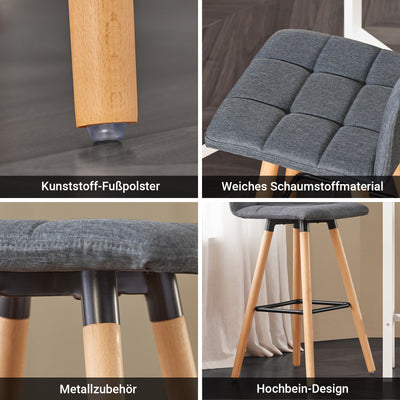 SoBuy | Barhocker 2er set | Tresenhocker | Sitzhöhe 68cm | Dunkelgrau | FST50-DGx2